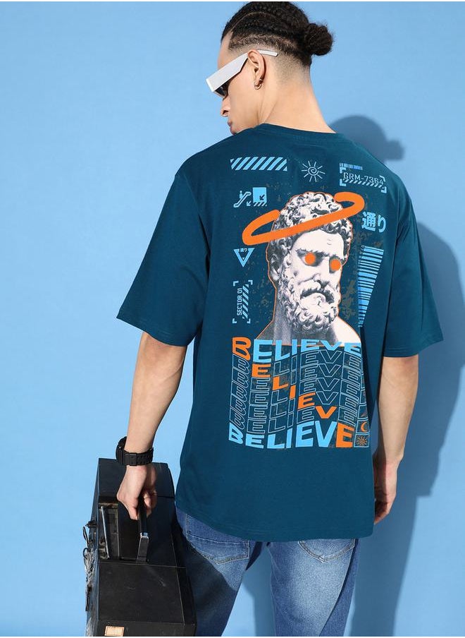Difference of Opinion - Oversized Believe Back Print T-Shirt with Badge Detail by Styli - Image 1
