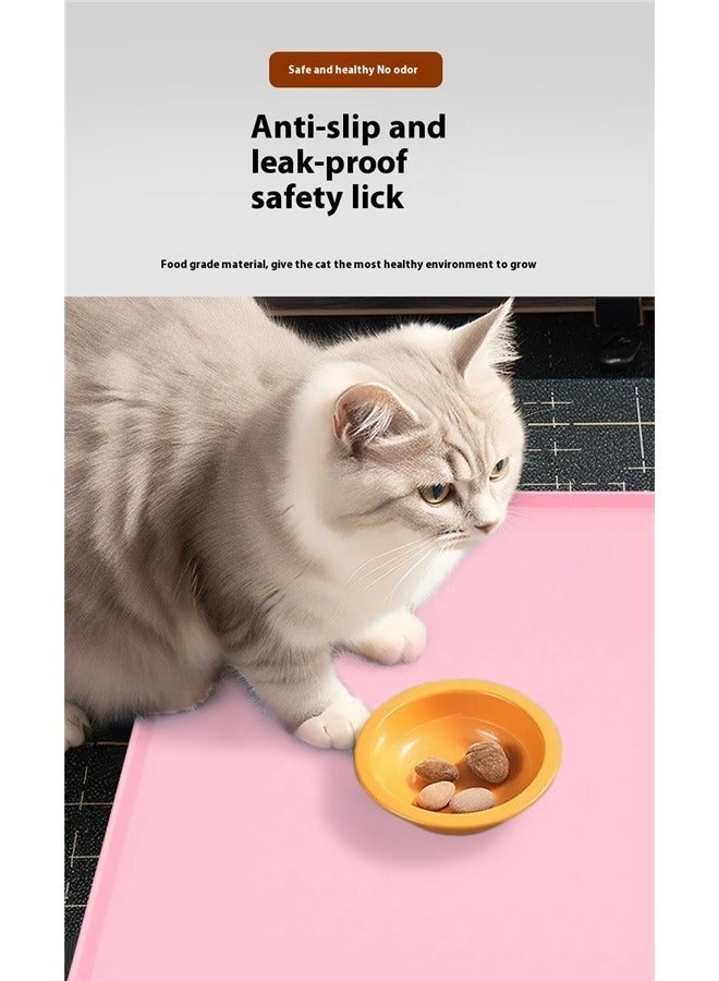 Waterproof Pet Food Mat Pink 40x50cm，Cute Cat Food Mat, Dog Feeding Mat for Food and Water, Waterproof Non-Slip Silicone Mat for Floor, Dog Food Mat with Raised Edge to Prevent Food Spills and Water - Image 4