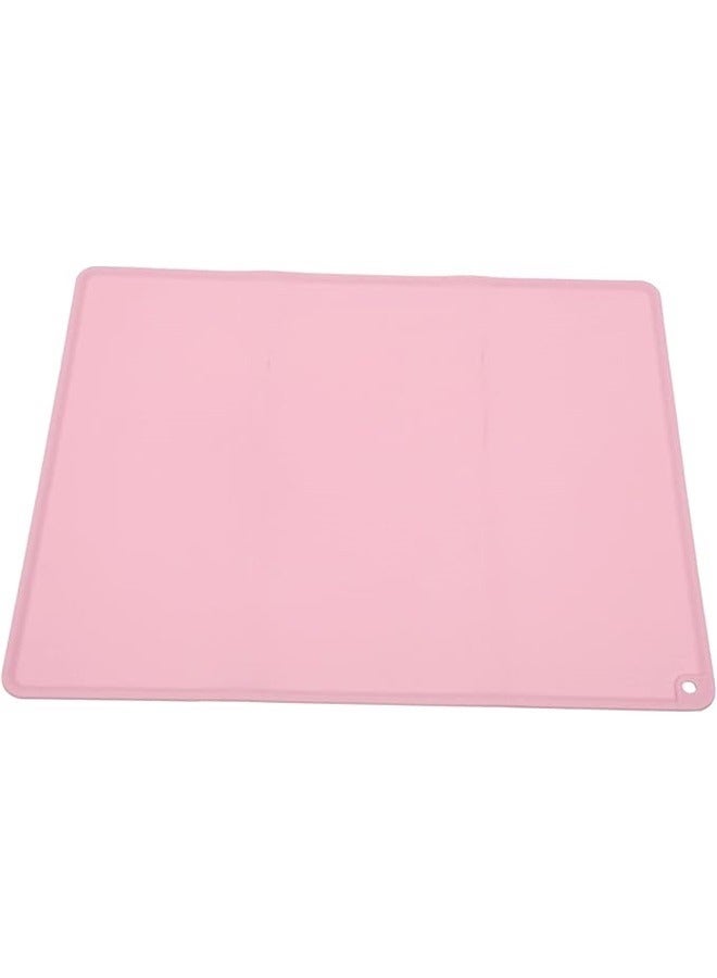 Waterproof Pet Food Mat Pink 40x50cm，Cute Cat Food Mat, Dog Feeding Mat for Food and Water, Waterproof Non-Slip Silicone Mat for Floor, Dog Food Mat with Raised Edge to Prevent Food Spills and Water - Image 1