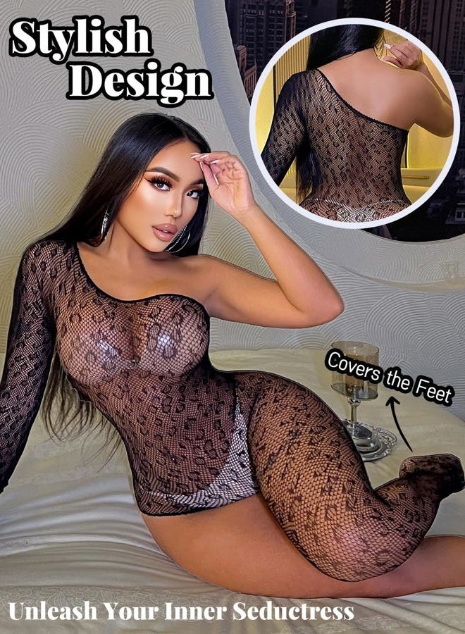 Buitifo Womens Fishnet Bottom Leopard Bodysuit Jumpsuit Rave Outfits, Black 8, One size - Image 2
