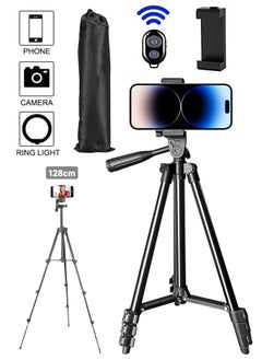 General 51 Inch Extendable Phone Tripod and Camera Stand with Bag, Lightweight Selfie Stick Tripod for iPhone Holder with Bluetooth Remote and Clip, Travel iPhone Tripod for Video Recording  - Image 1