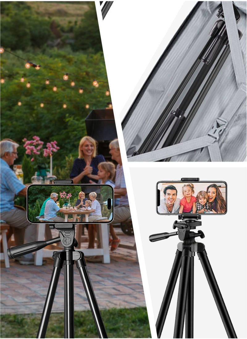 General - 51 Inch Extendable Phone Tripod and Camera Stand with Bag, Lightweight Selfie Stick Tripod for iPhone Holder with Bluetooth Remote and Clip, Travel iPhone Tripod for Video Recording - Image 1