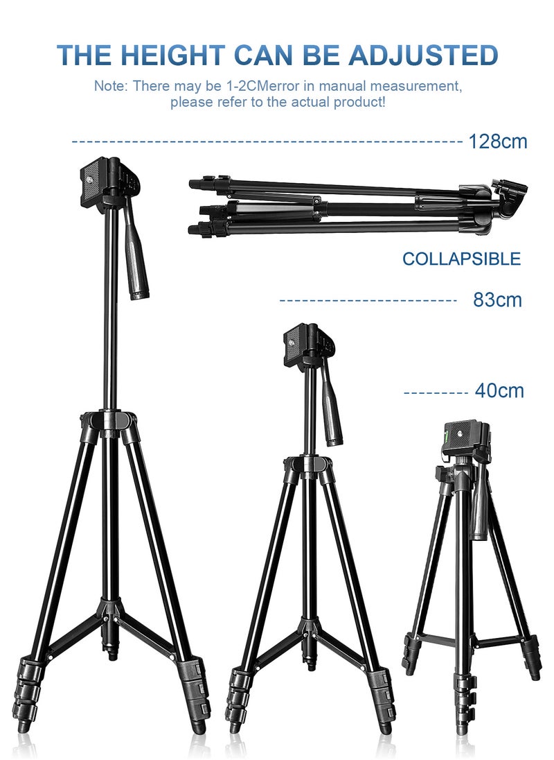 General - 51 Inch Extendable Phone Tripod and Camera Stand with Bag, Lightweight Selfie Stick Tripod for iPhone Holder with Bluetooth Remote and Clip, Travel iPhone Tripod for Video Recording - Image 1