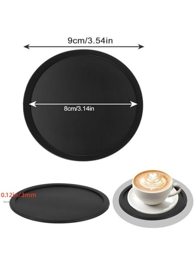 Round Silicone Coaster Modern Minimalist Cup Mat With Anti-overflow Ring Food Grade Non-slip Tea Cup Mat Cartoon LOGO-Color:Blue-Specifications:10cm Round Silicone Coaster  - Image 3