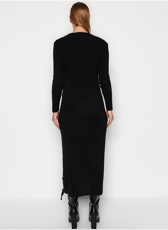 trendyol Black Eyelet Detailed Knitwear Dress TCTAW24EB00024  - Image 4