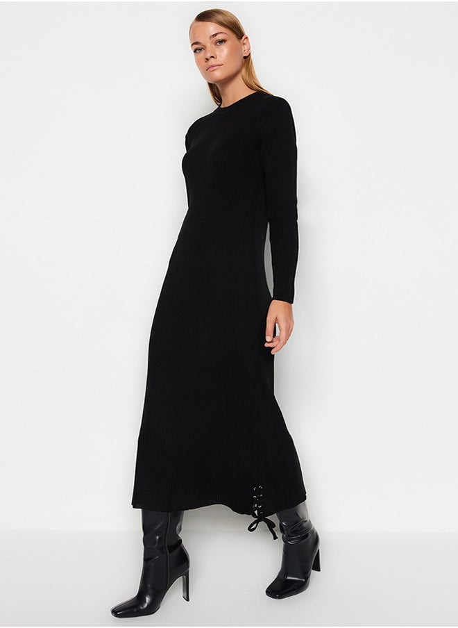 trendyol Black Eyelet Detailed Knitwear Dress TCTAW24EB00024  - Image 1
