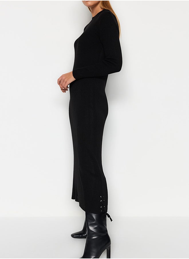 trendyol Black Eyelet Detailed Knitwear Dress TCTAW24EB00024  - Image 2