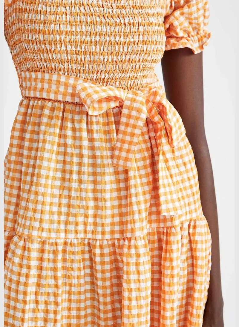 DeFacto Woman Tiered Carmen Neck Short Sleeve Woven Dress