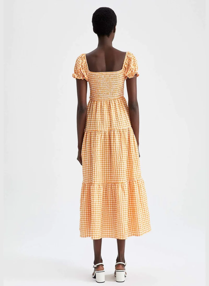 DeFacto Woman Tiered Carmen Neck Short Sleeve Woven Dress