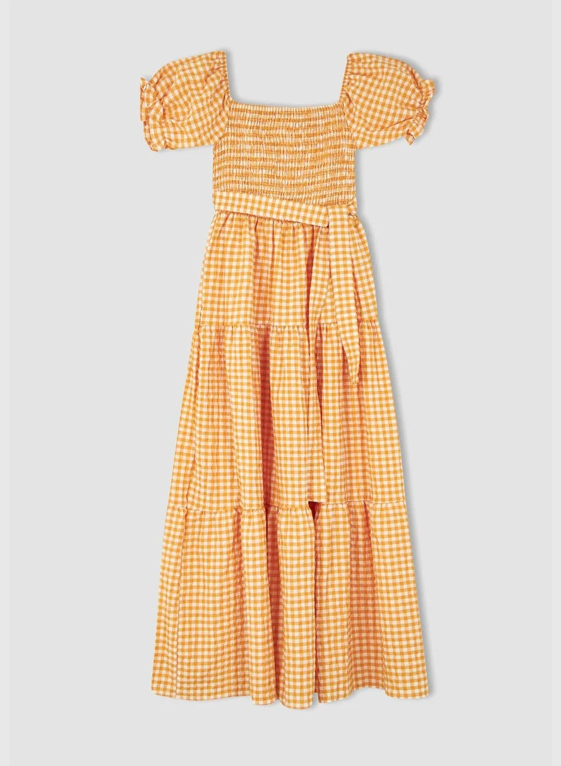 DeFacto Woman Tiered Carmen Neck Short Sleeve Woven Dress