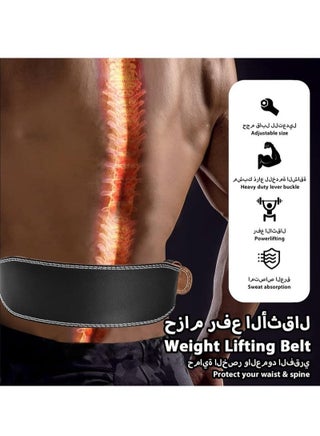حزام رفع الأثقال، حزام باور ليفتينغ، حزام تدريب جلدي مع إبزيم وقبضة قابلة للتعديل، دعم أسفل الظهر للأثقال الثقيلة، دعم للعضلات أثناء القرفصاء، حزام وزن للرجال والنساء. - view 4