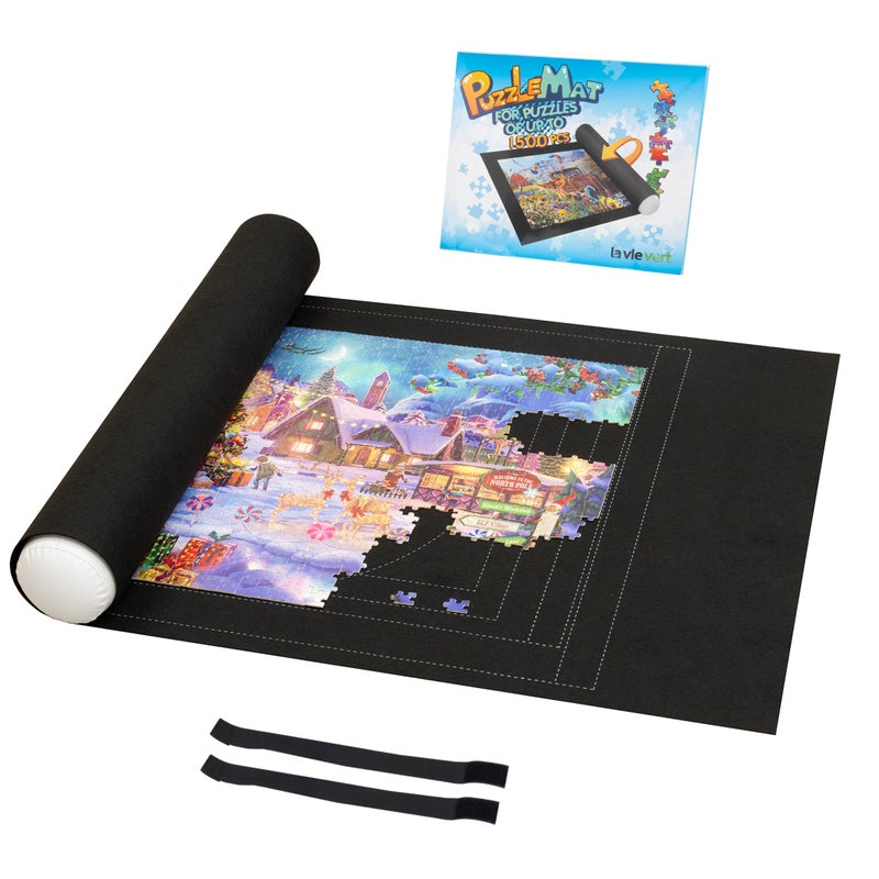 Lavievert 1500 Piece Jigsaw Puzzle Mat Roll Up with Unique Auxiliary Line Design Portable Puzzle Board for Adults NonSlip Puzzle Keeper Storage Saver for Up to 1500 Piece Puzzles - Image 4