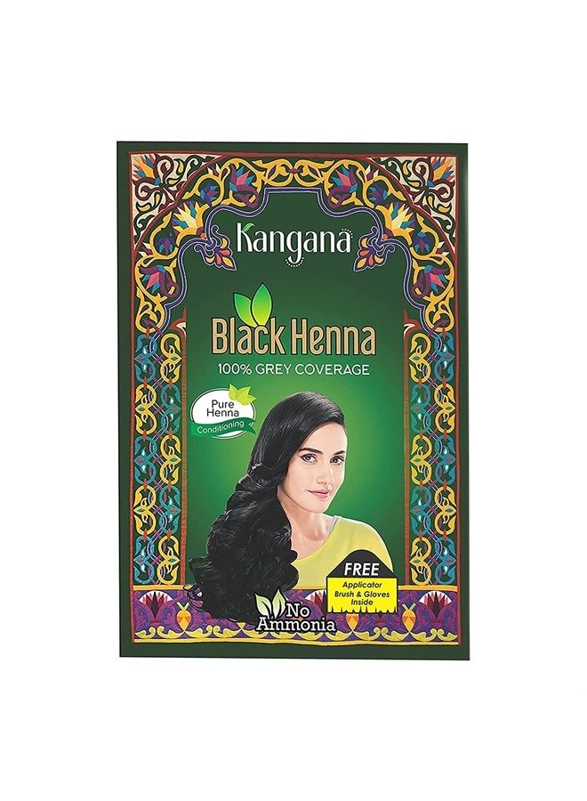 KANGANA Kangana Natural Black Henna Powder for 100% Grey Coverage | Natural Black Henna Powder for Hair Dye / Color | Natural Henna Hair Color - 6 Pouches Inside - Total 60 g (2.11 Oz) - Image 1