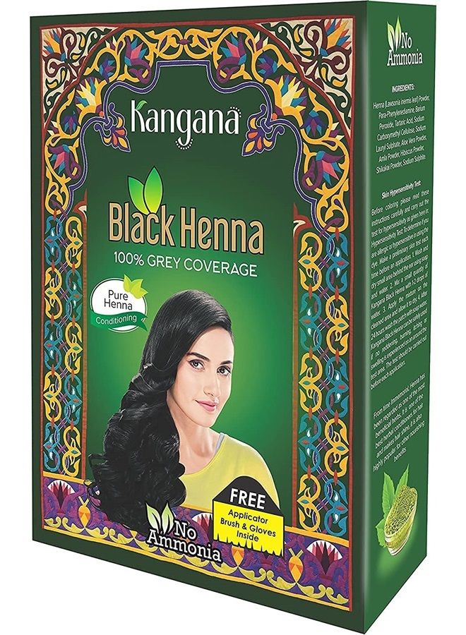 KANGANA Kangana Natural Black Henna Powder for 100% Grey Coverage | Natural Black Henna Powder for Hair Dye / Color | Natural Henna Hair Color - 6 Pouches Inside - Total 60 g (2.11 Oz) - Image 2