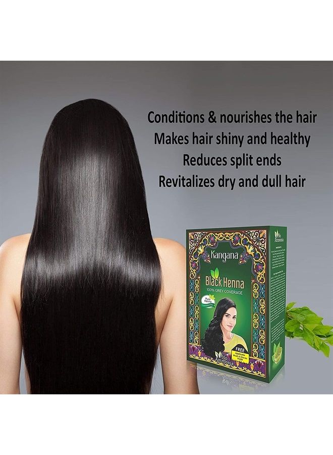 KANGANA Kangana Natural Black Henna Powder for 100% Grey Coverage | Natural Black Henna Powder for Hair Dye / Color | Natural Henna Hair Color - 6 Pouches Inside - Total 60 g (2.11 Oz) - Image 5