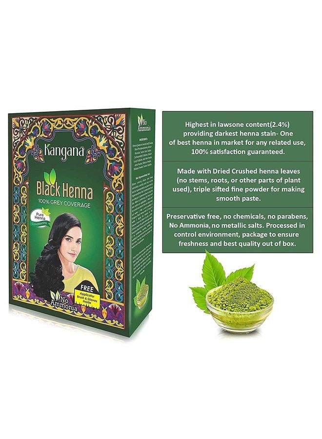 KANGANA Kangana Natural Black Henna Powder for 100% Grey Coverage | Natural Black Henna Powder for Hair Dye / Color | Natural Henna Hair Color - 6 Pouches Inside - Total 60 g (2.11 Oz) - Image 4