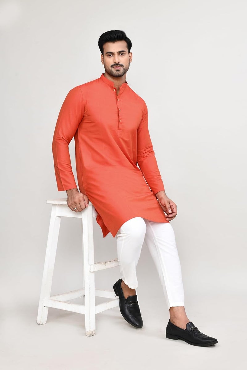 Polyfab Hathkargha Men's Cotton Regular Fit Kurta Pyjama Set - Ethnic Wear with Mandarin Collar & Full Sleeves - Image 4