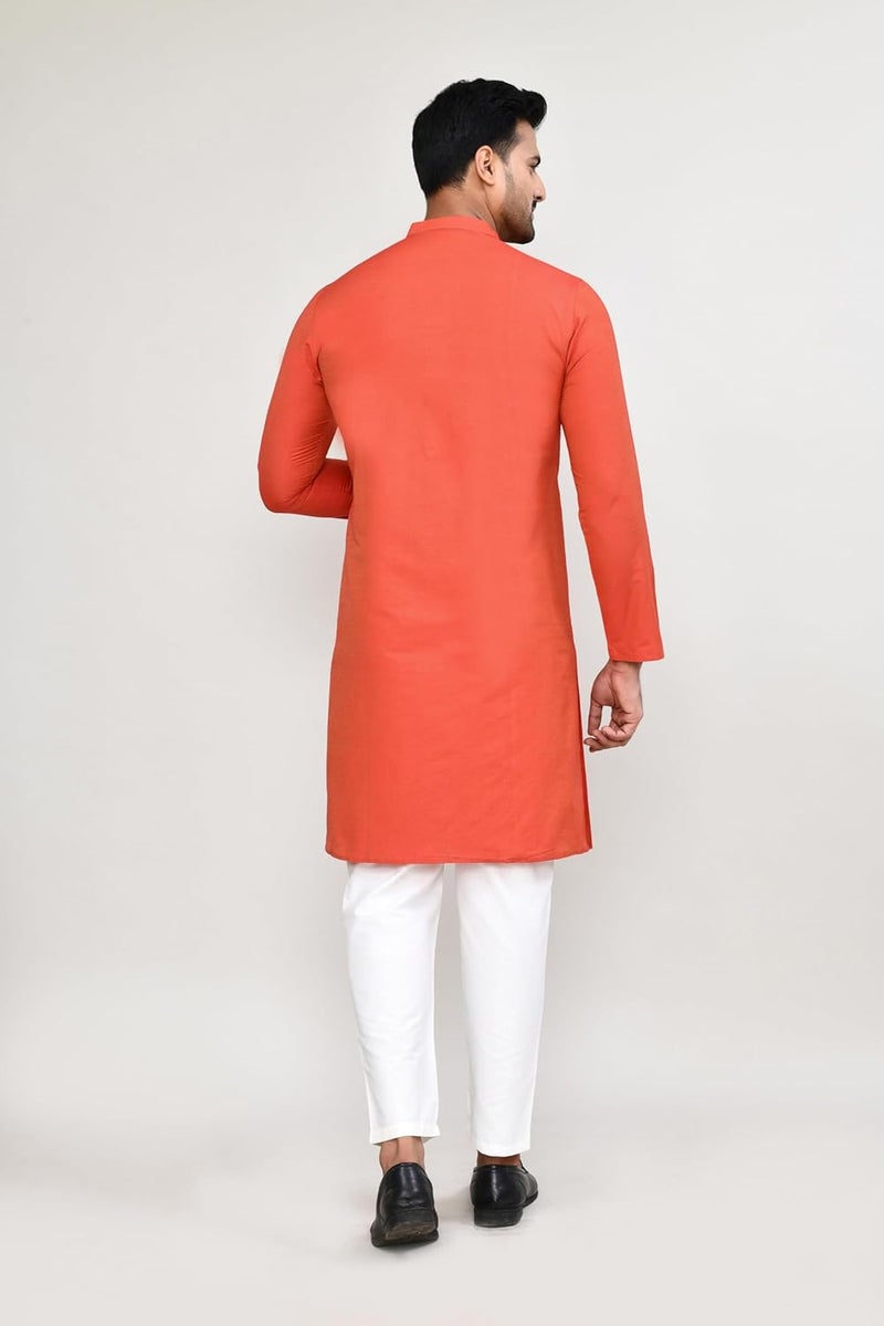 Polyfab Hathkargha Men's Cotton Regular Fit Kurta Pyjama Set - Ethnic Wear with Mandarin Collar & Full Sleeves - Image 2
