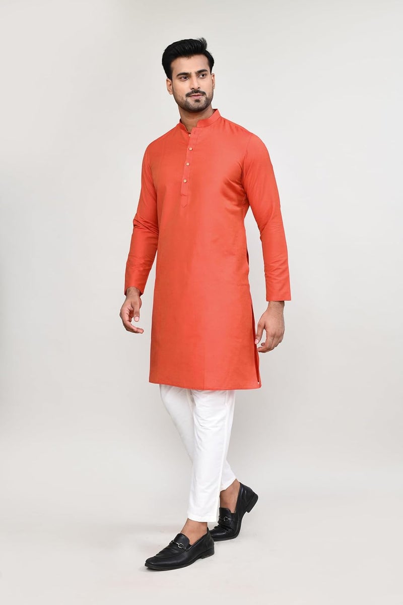 Polyfab Hathkargha Men's Cotton Regular Fit Kurta Pyjama Set - Ethnic Wear with Mandarin Collar & Full Sleeves - Image 3
