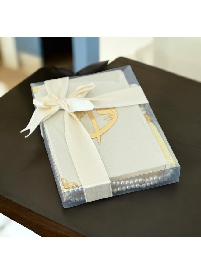 Mushaf Gift Special Quran Edition for Non-Arab Muslim Communities – Clear Script – Medium-Sized Velvet Qur’an Gift Set, Clear Easy-to-Read Script with Matching Rosary - Image 1