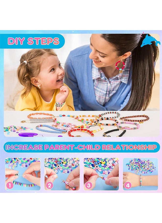 Generic - 6000 PCS Clay Beads Bracelet Making Kit, 24 Colors Flat Preppy Beads for Beads with Bracelets, Necklace, Earringsand Crafts Birthday Gifts Toys for Teen Girls - Image 1