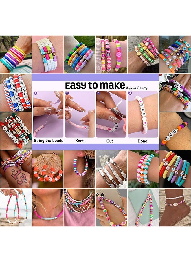 Generic - 6000 PCS Clay Beads Bracelet Making Kit, 24 Colors Flat Preppy Beads for Beads with Bracelets, Necklace, Earringsand Crafts Birthday Gifts Toys for Teen Girls - Image 1