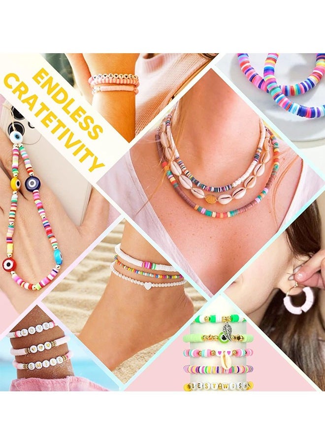 Generic - 6000 PCS Clay Beads Bracelet Making Kit, 24 Colors Flat Preppy Beads for Beads with Bracelets, Necklace, Earringsand Crafts Birthday Gifts Toys for Teen Girls - Image 1