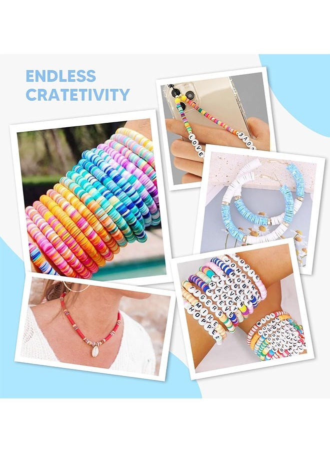 Generic - 6000 PCS Clay Beads Bracelet Making Kit, 24 Colors Flat Preppy Beads for Beads with Bracelets, Necklace, Earringsand Crafts Birthday Gifts Toys for Teen Girls - Image 1
