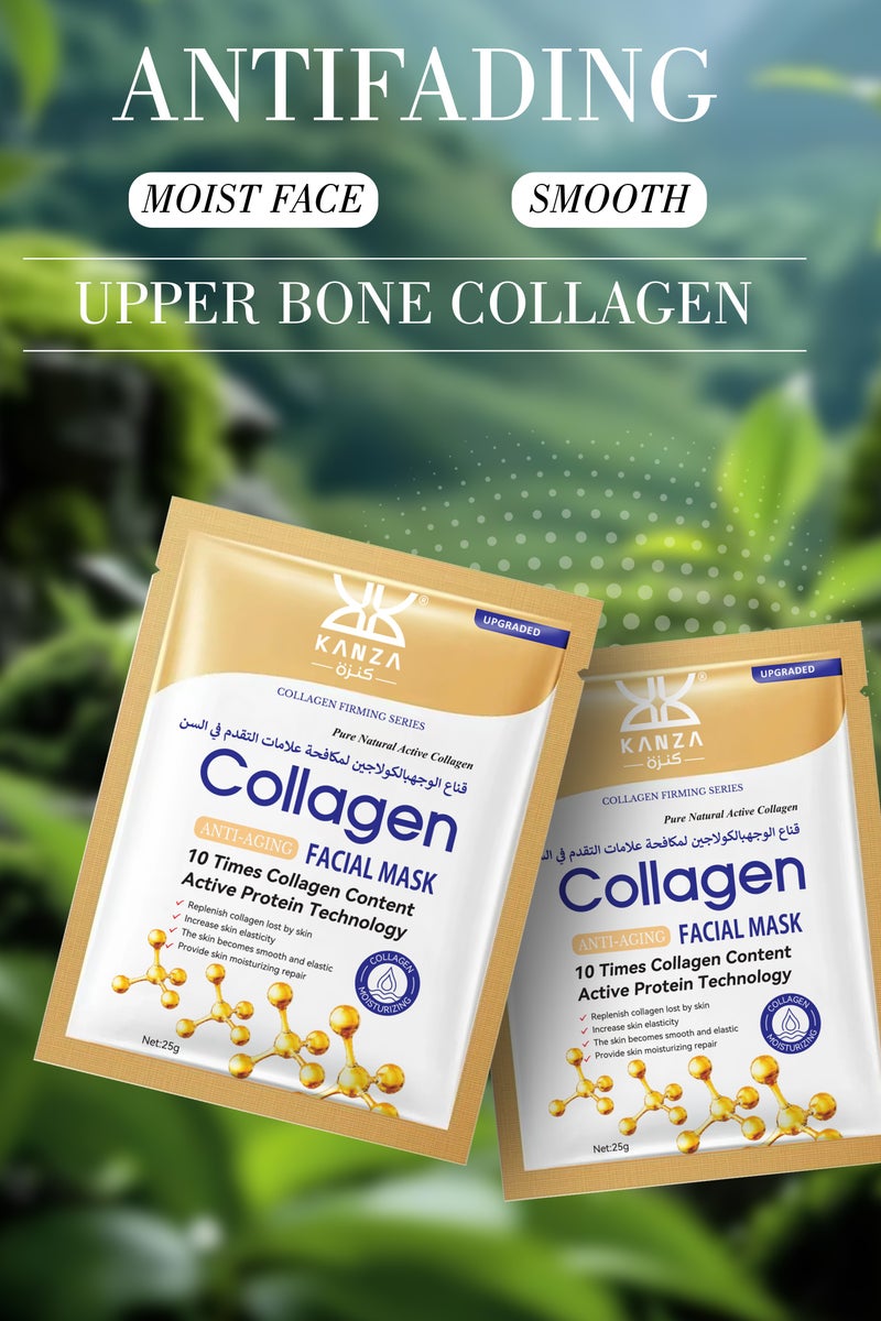 Kanza 12 قطعة قناع الكولاجين المضاد للشيخوخة، قناع وجه كوري بالكولاجين، أقنعة وجه مرطبة، قناع وجه لرفع وشد فوري، مجموعة أقنعة مرطبة، قناع عميق حقيقي للعناية بالبشرة الكورية اليومية لجميع أنواع البشرة 12x25غ - Image 3