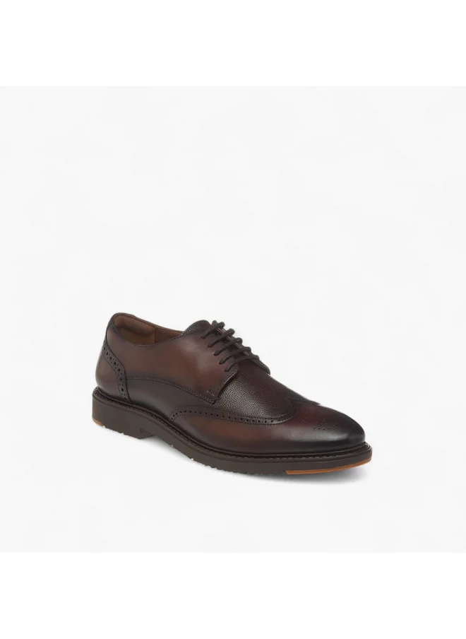 DUCHINI Men's Textured Derby Shoes with Lace-Up Closure