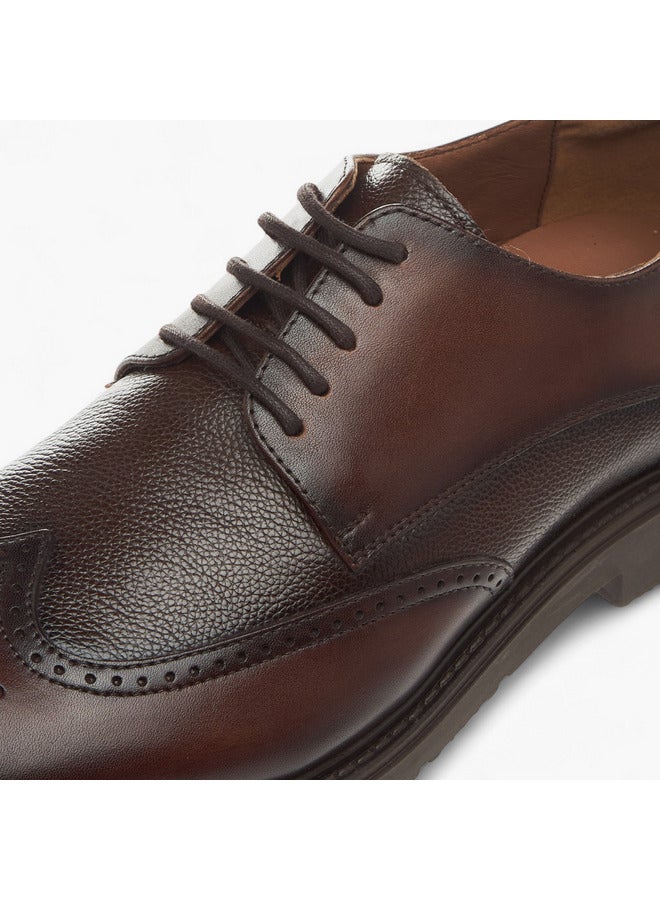DUCHINI Men's Textured Derby Shoes with Lace-Up Closure  - Image 4