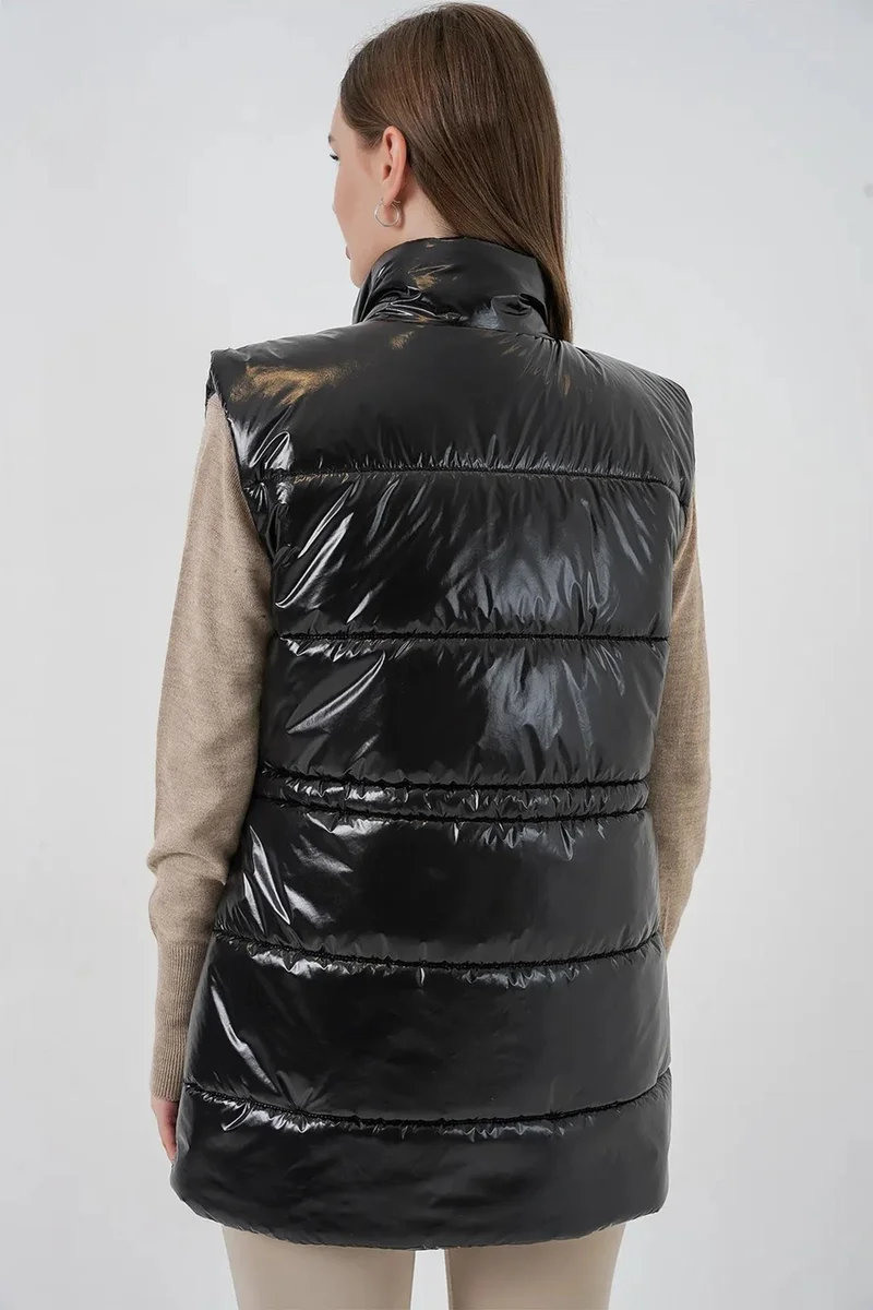 Big Dart Black BDART Shiny Zippered Puffer Vest for Women | Best Price UAE