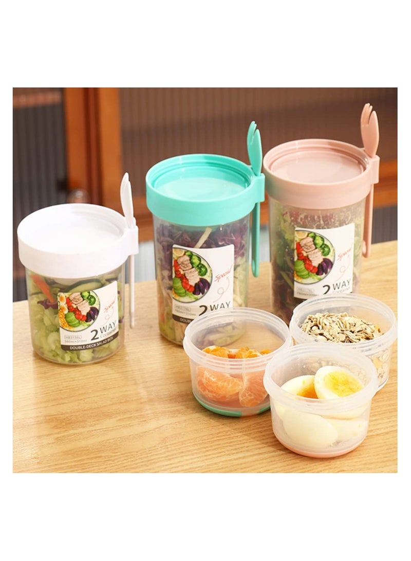 Portable Salad Shaker Cup with Dressing Holder Reusable Fruit and Vegetable Container for Healthy Lunch Small Green - Image 1