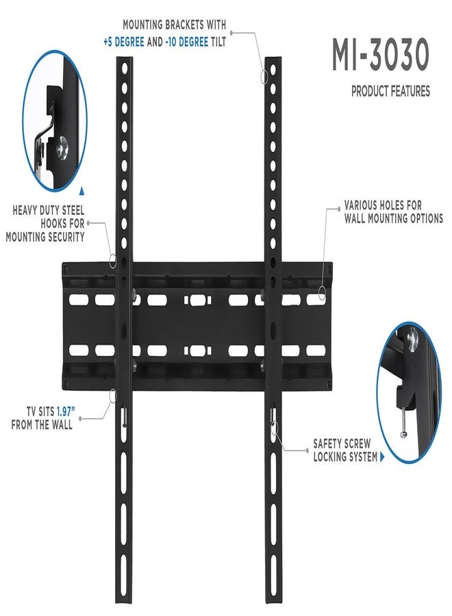 Mount-It! Tilting Flatscreen Wall Mount TV for 30, 32, 37, 39, 40, 42, 43, 47, 49, 50, 55 inch LED, LCD, and Plasma televisions - 77 lbs Capacity, 2" Low Profile Design, Max VESA 400 x 400 - Image 3
