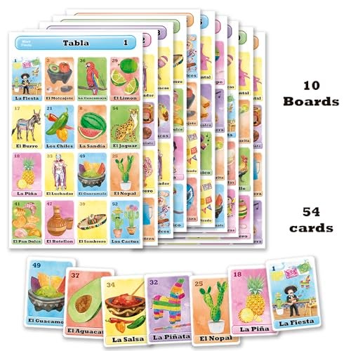 More Fiesta Loteria Fiesta Mexican Bingo Game Set in Spanish for 10 Players 10 Playing Boards and Full Deck of Calling Cards - Image 5