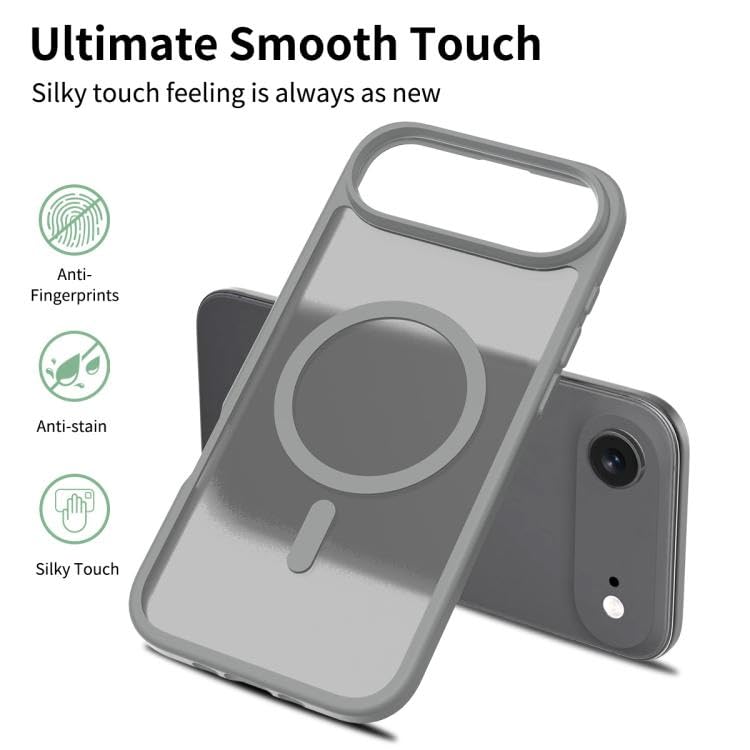 Elzzi Magnetic Back Cover for iPhone 17 Air Case (Compatible with MagSafe) (Military Grade Drop Protection) Slim Translucent Matte Shockproof with Anti-Fingerprint Phone Case (Grey) - Image 3