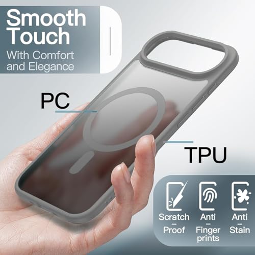 Elzzi Magnetic Back Cover for iPhone 17 Air Case (Compatible with MagSafe) (Military Grade Drop Protection) Slim Translucent Matte Shockproof with Anti-Fingerprint Phone Case (Grey) - Image 2