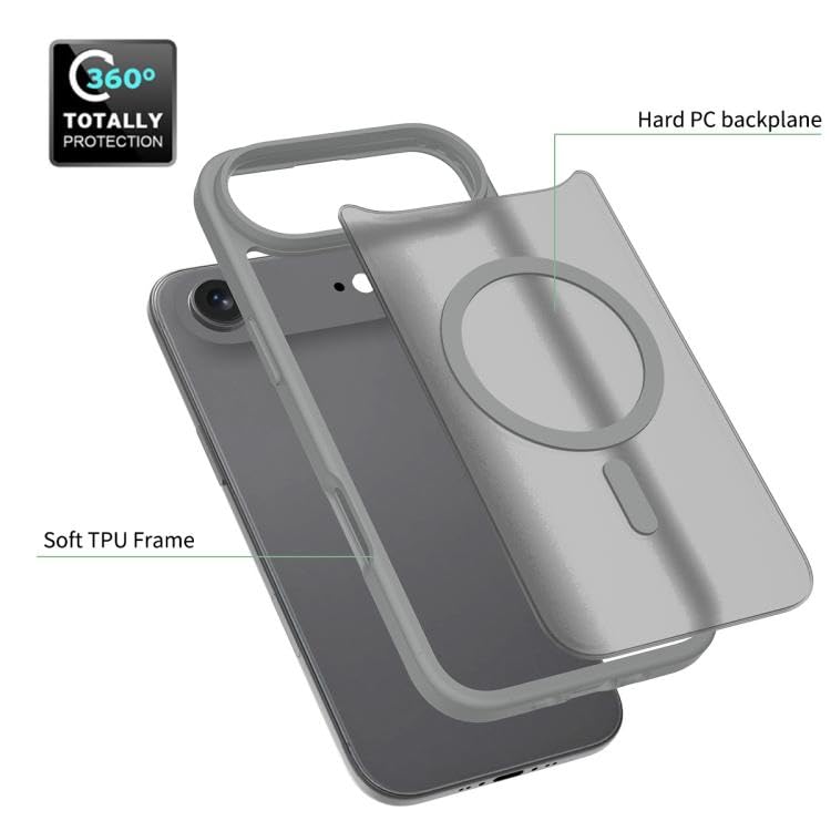 Elzzi Magnetic Back Cover for iPhone 17 Air Case (Compatible with MagSafe) (Military Grade Drop Protection) Slim Translucent Matte Shockproof with Anti-Fingerprint Phone Case (Grey) - Image 4
