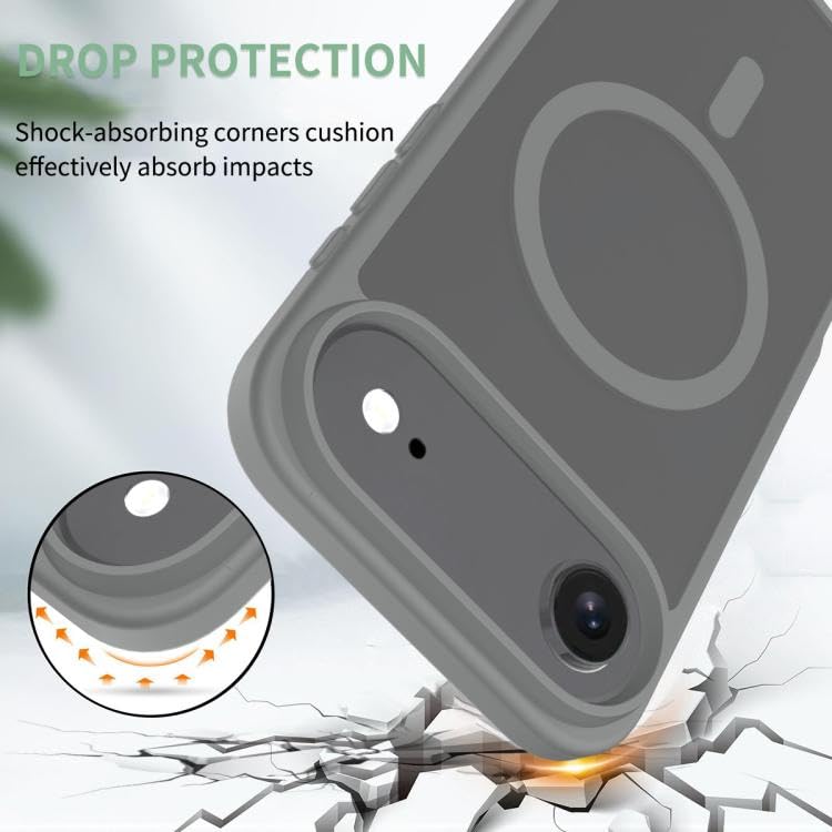Elzzi Magnetic Back Cover for iPhone 17 Air Case (Compatible with MagSafe) (Military Grade Drop Protection) Slim Translucent Matte Shockproof with Anti-Fingerprint Phone Case (Grey) - Image 5