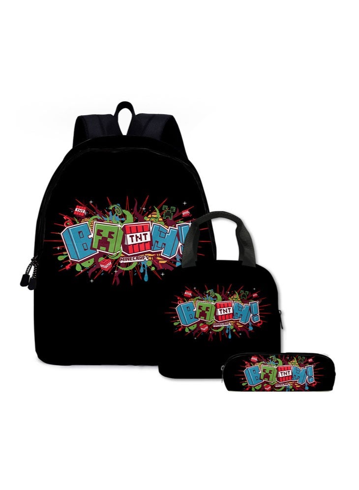 ماين كرافت على ظهره حقيبة الغداء مقلمة ثلاث قطع دعوى الرجال والنساء الترفيه الرياضة حقيبة السفر طالب حقيبة المدرسة - Image 1