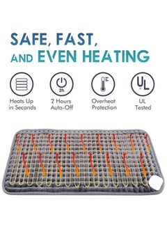 PENG GENERAL Heating Pad Heat Electric Blanket 12in x 24in Heating Pad Soft Flannel Grey  - Image 3