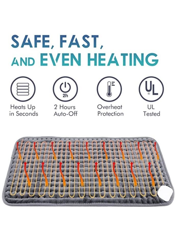 PENG GENERAL Heating Pad Heat Electric Blanket 12in x 24in Heating Pad Soft Flannel Grey  - Image 3