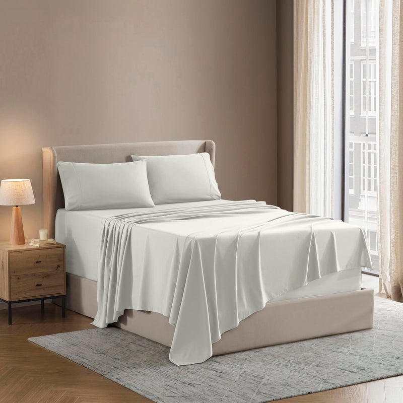 Nestl King Sheet Set  Luxury 1800 UltraSoft Microfiber King Bed Sheets  Double Brushed  Deep Pockets  Easy Fit  4 Piece Set  Bedding Sheets  Pillowcases King Off White