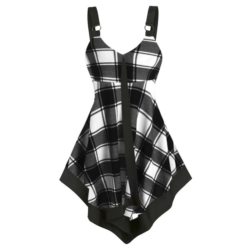 Ladies Plaid Tank Top Comfortable Sleeveless Dress 9122 Pink  - Image 3
