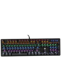 HP Full Size RGB Backlit Wired Mechanical Gaming Keyboard GK100F , 104 buttons , Gaming buttons rated at up to 50 million-clicks , Color uniform,  Blue Switch , overall lighting , friendly design - black  - Image 1