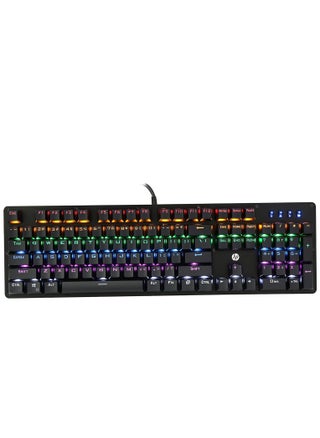 لوحة مفاتيح الألعاب الميكانيكية السلكية كاملة الحجم GK100F بإضاءة خلفية RGB، 104 زرًا، أزرار الألعاب مصنفة حتى 50 مليون نقرة، لون موحد، مفتاح أزرق، إضاءة شاملة، تصميم سهل الاستخدام - أسود - pzsku/ZA6C66A9594B11214409BZ/45/1742725538/3bbbf73b-cf02-4662-88b4-64f6819f0ab2