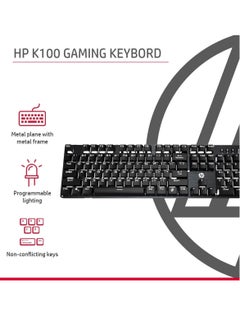 HP Full Size RGB Backlit Wired Mechanical Gaming Keyboard GK100F , 104 buttons , Gaming buttons rated at up to 50 million-clicks , Color uniform,  Blue Switch , overall lighting , friendly design - black  - Image 5