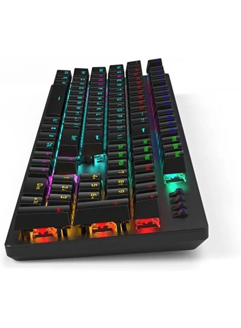 HP Full Size RGB Backlit Wired Mechanical Gaming Keyboard GK100F , 104 buttons , Gaming buttons rated at up to 50 million-clicks , Color uniform,  Blue Switch , overall lighting , friendly design - black - Image 2