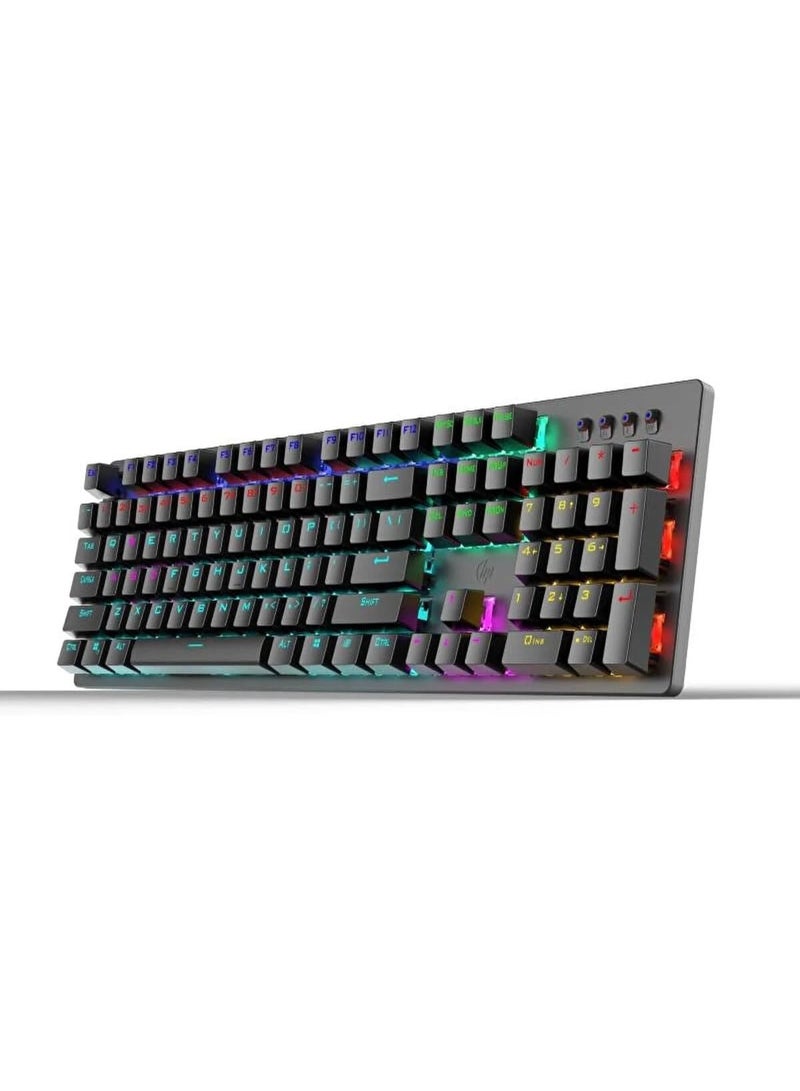 HP Full Size RGB Backlit Wired Mechanical Gaming Keyboard GK100F , 104 buttons , Gaming buttons rated at up to 50 million-clicks , Color uniform,  Blue Switch , overall lighting , friendly design - black - Image 1