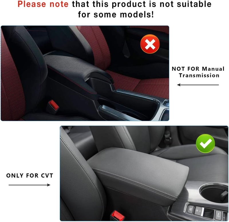INTGET Car Center Console Armrest Cover for 2025 Honda Civic Accessories 2022 2023 2024 Sedan Hatchback Leather Interior Arm Rest Cover Console Lid Protector Seat Elbow (Black) - Image 2